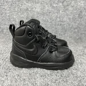 Nike Shoes Toddler Size 5C Black Leather Mesh Boot Style All Black HF0749-001